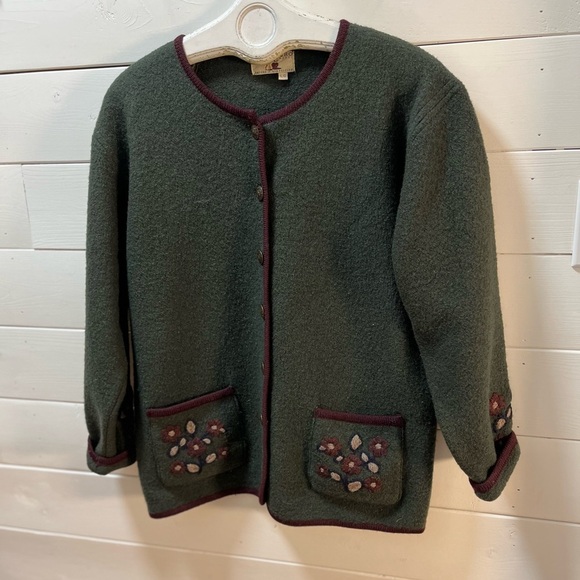 POINT ZERO Vintage Boiled Wool Cardigan - Size L - Picture 3 of 8